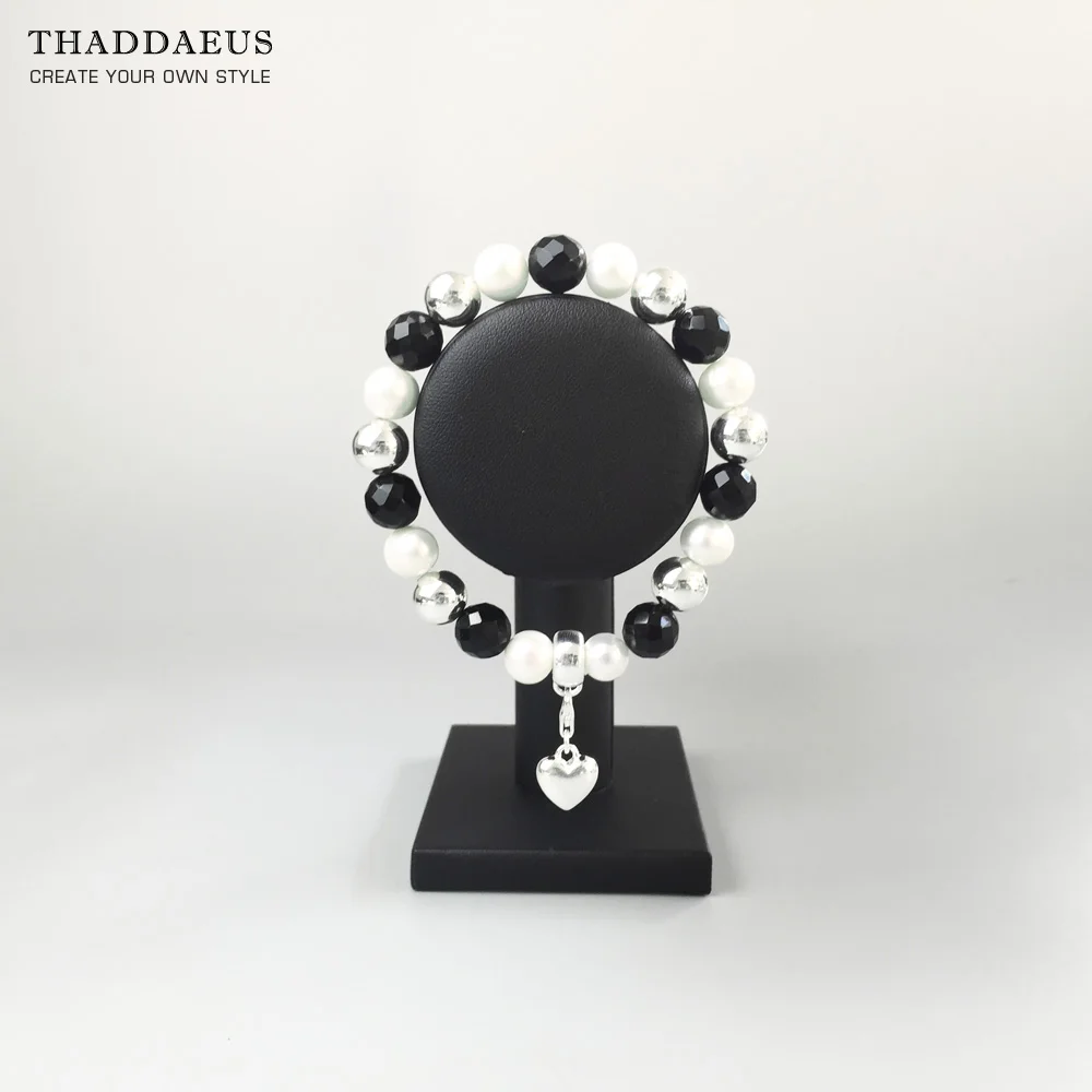 Белый Серый серебряный браслет с бусинами модные ювелирные украшения в