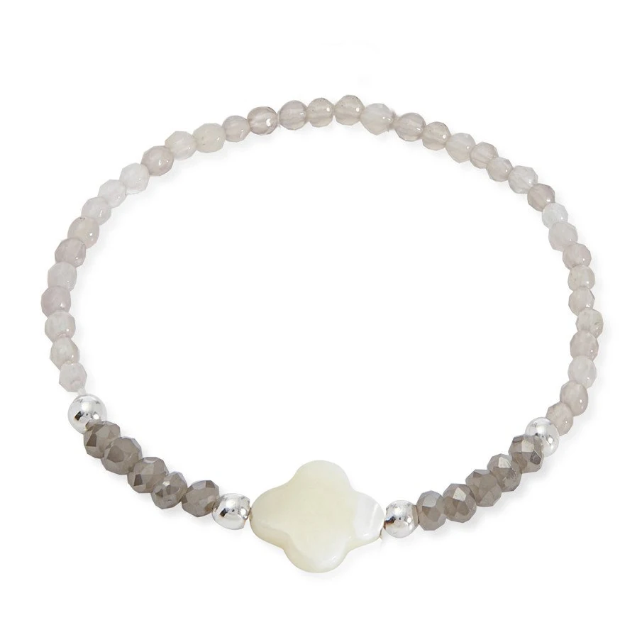 bracelet Lohri кристалл натуральный камень стекло браслет из бисера натуральный настоящий четырехлистный клевер талисманы браслет подарок на удачу браслеты для женщин - Окраска металла: bracelet
