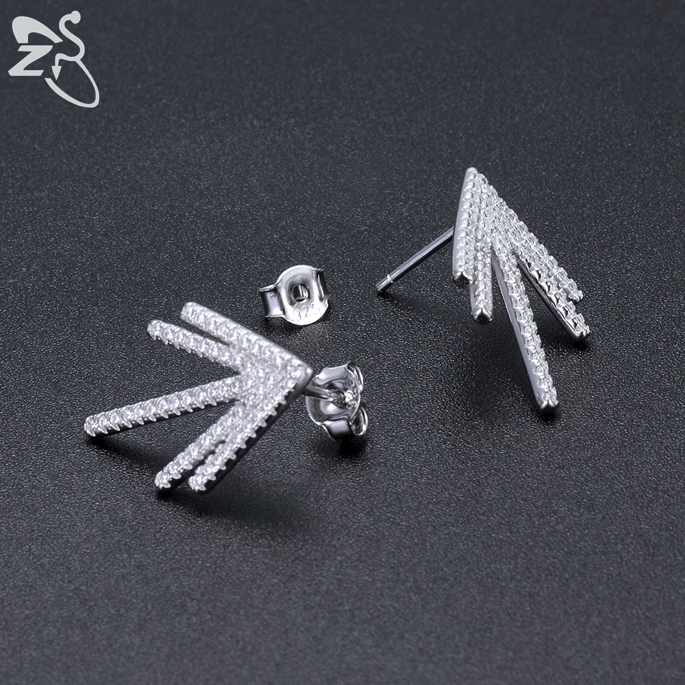 ZS модные серьги-гвоздики из стерлингового серебра 925 пробы в форме лазера с