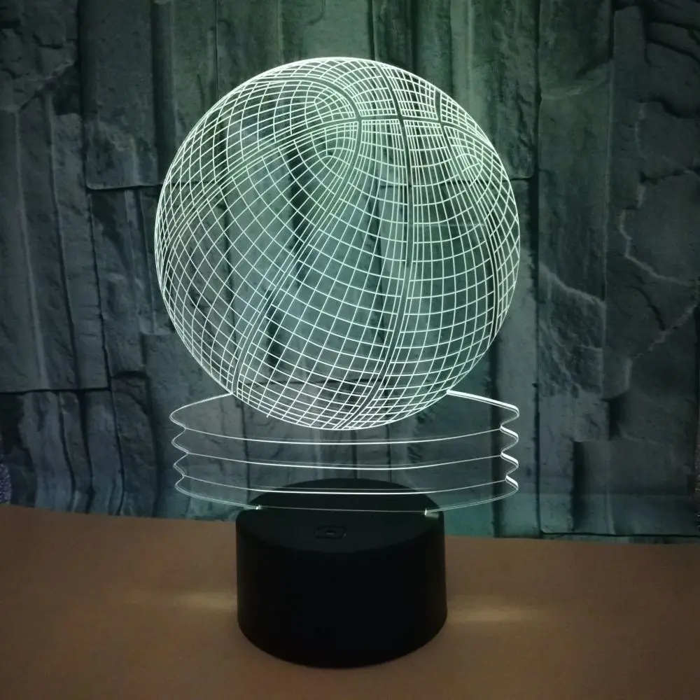 3d лампа для баскетбола с трещинами светодиодный ночник изменением 7 цветов