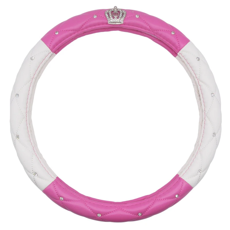 Чехол рулевого колеса автомобиля 38 см/15 &quotУниверсальный Cystal Корона ПУ кожа папа