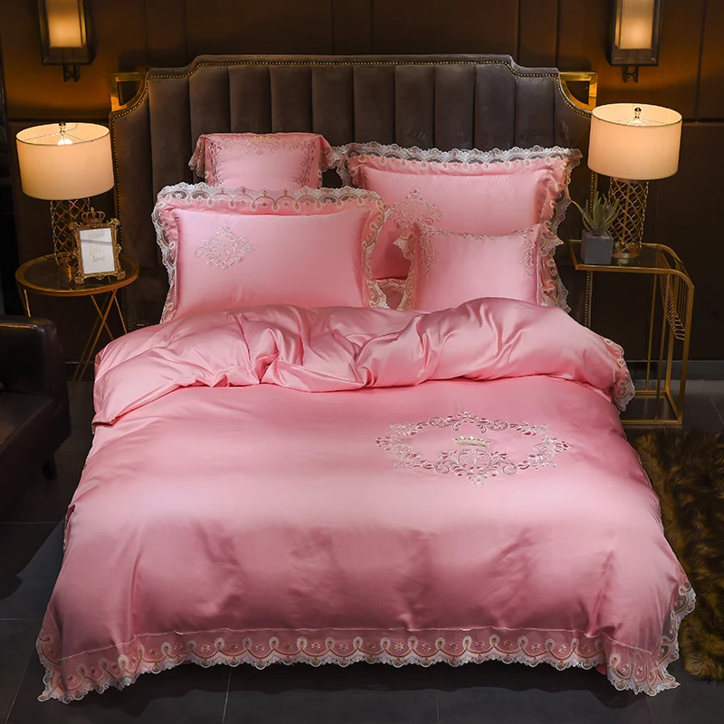 4/6 шт роскошный комплект постельного белья Королевский размер свежий синий