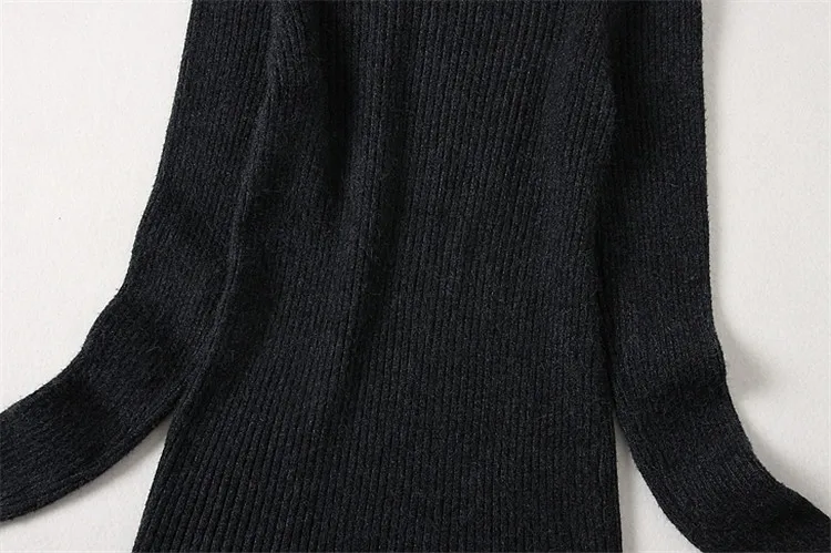 ALPHALMODA Зимний пуловер с высоким воротом, Высококачественный свитер, приталенный однотонный джемпер с длинными рукавами