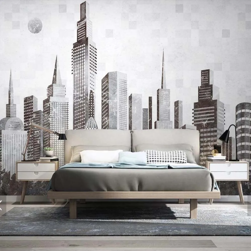 

European 3D City Construction Simple Abstract Photo Wallpaper Mural for Living Room Bedroom TV Background Wall Decor Custom Size