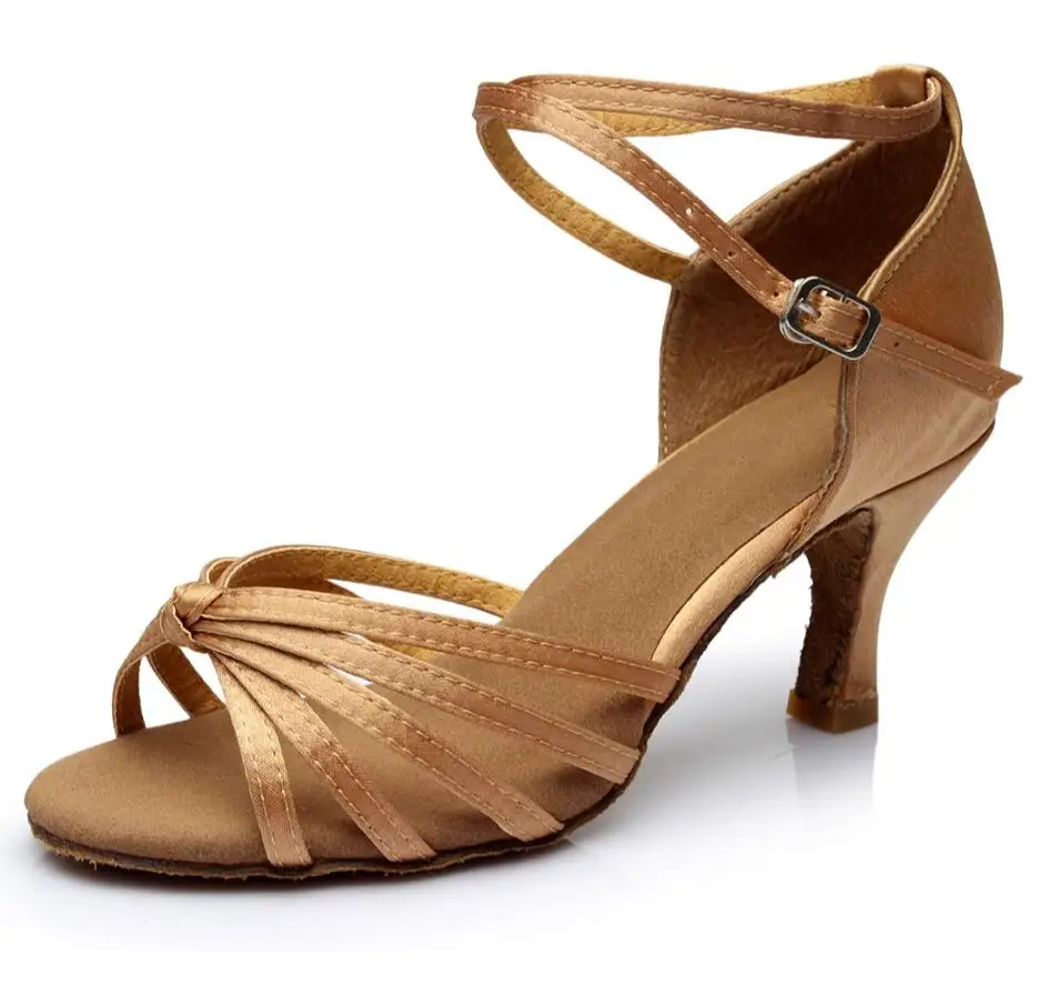 light brown 5cm Обувь для латинских танцев женская обувь для латинских танцев Обувь для сальсы, танго, бальных танцев женские кроссовки для танцев A02G-1 - Цвет: light brown 5cm