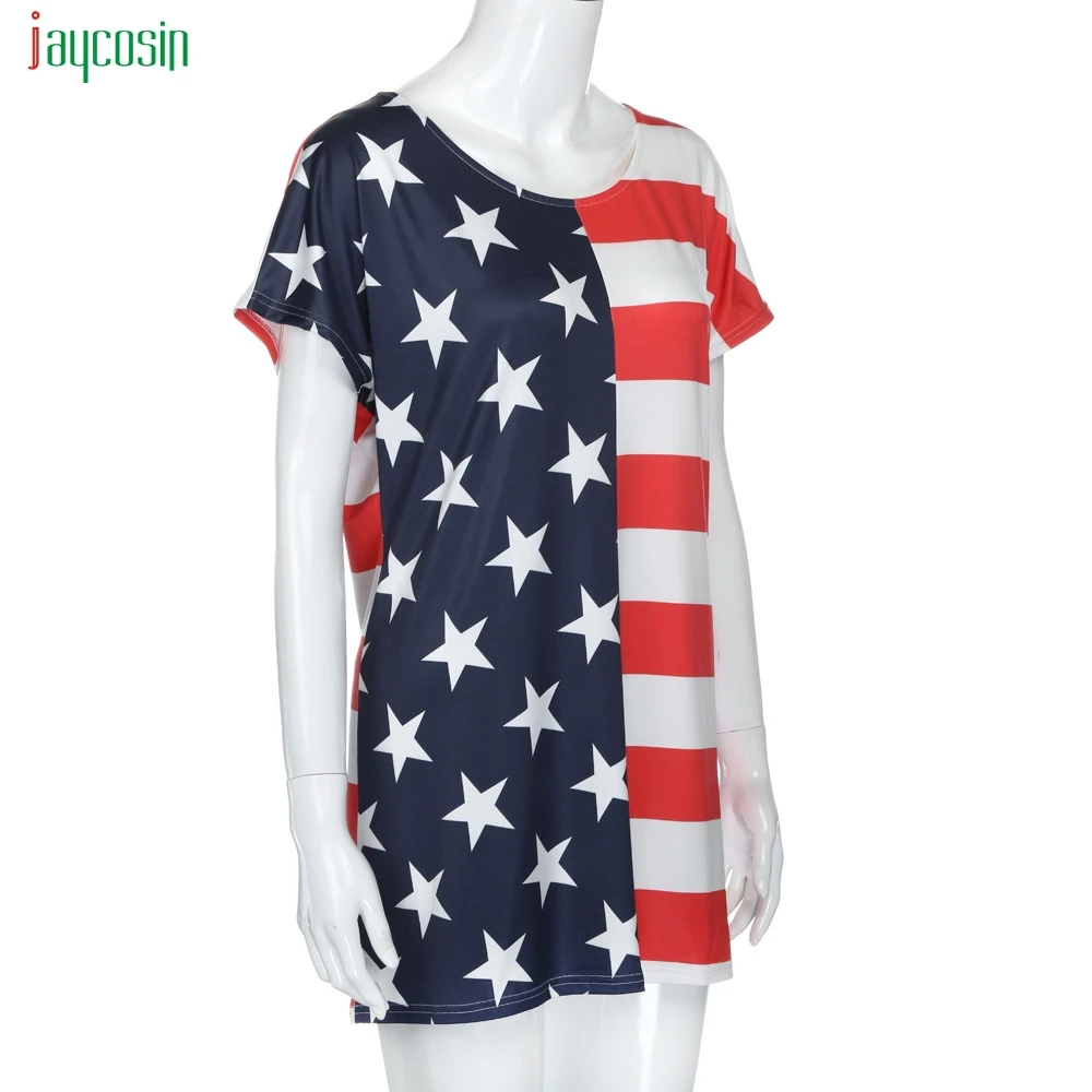 Женское мини платье с принтом американского флага Jaycosin в стиле пэчворк круглым