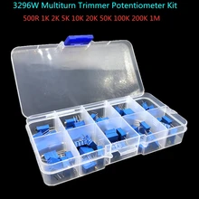3296 Вт 10valueX5pcs = 50 шт многооборотный Подстроечный резистор потенциометра Комплект 3296 переменный резистор 500R 1K 2K 5K 10K 20K 50K 100K 200K 1 м 3296 Вт 10valueX5pcs = 50 шт многооборотный Подстроечный резистор потенциометра Комплект 3296 переменный резистор 500R 1K 2K 5K 10K 20K 50K 100K 200K 1 м