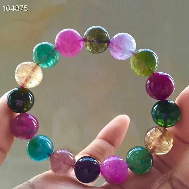 Натуральные красочные турмалиновые кварцевые хрустальные круглые бусины