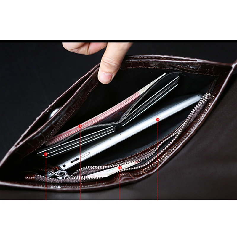 Мужской клатч из натуральной кожи с крокодиловым узором мужская кожаная сумка