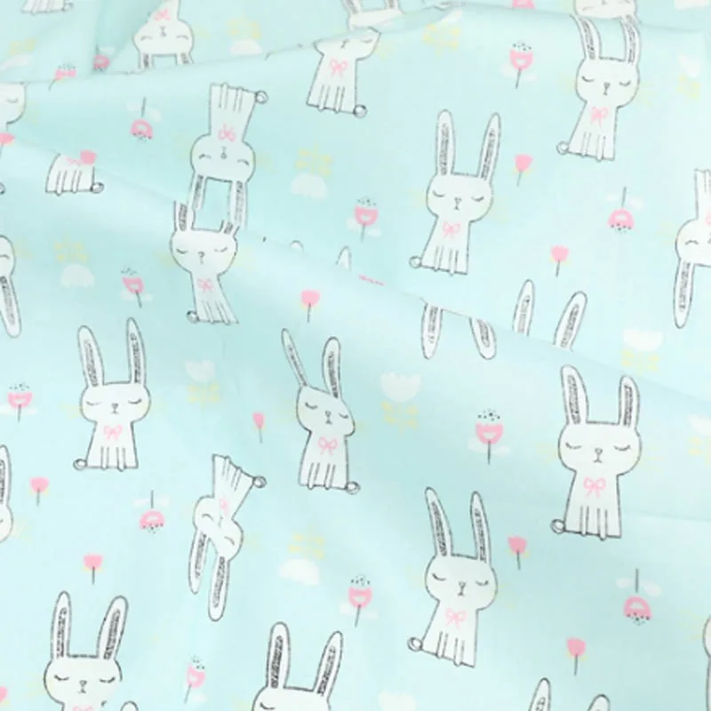 160 см * 50 хлопковая ткань серый розовый зеленый мультфильм кролик цветы 3 мм для