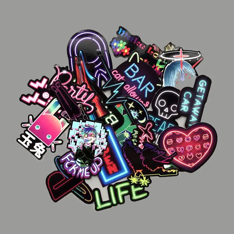 Наклейки граффити 25 шт./лот цветные неоновые наклейки с лампой для скрапбукинга