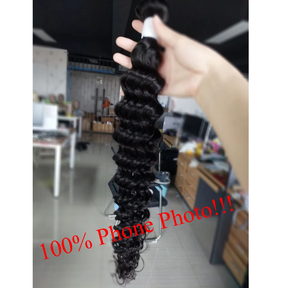Перуанские пряди волос с глубокой волной и кружевной фронтальной застежкой 13x4 от