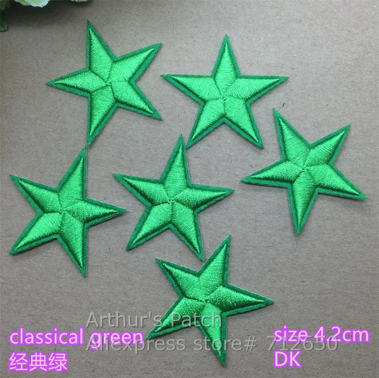 10 pcs classical grn Новое поступление 10 шт. маленькая звезда вышитые термонаклейки мультфильм образец Аппликации Лента для украшения шляп, сумок, одежды вышивка аксессуар 15 цветов - Цвет: 10 pcs classical grn