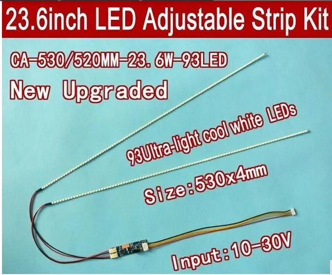 

Best Cheap 5set/lot 530mm Adjustable brightness ccfl led backlight strip kit,Update 23.6inch ccfl lcd monitor to led bakclight