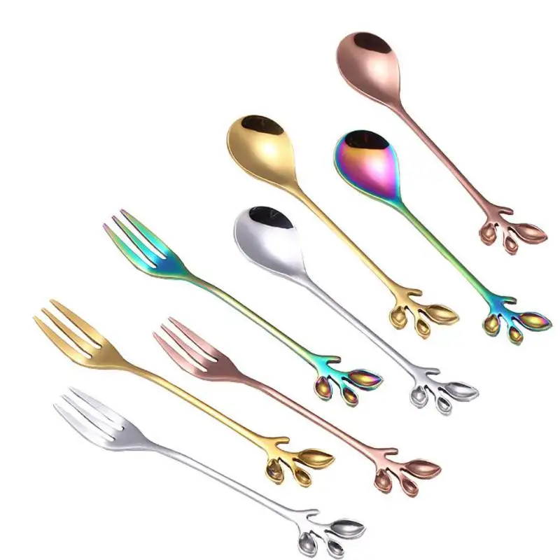 Креативные вилки ложка для размешивания кофе набор посуды из нержавеющей стали