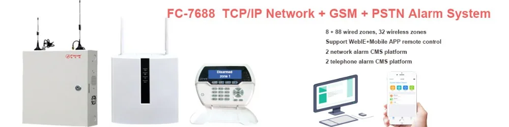 Фокус FC7688Plus Интернет LAN порт промышленная система безопасности 96 проводных зон с RFID клавиатурой легко малыш RFID тег обезвредить безопасность