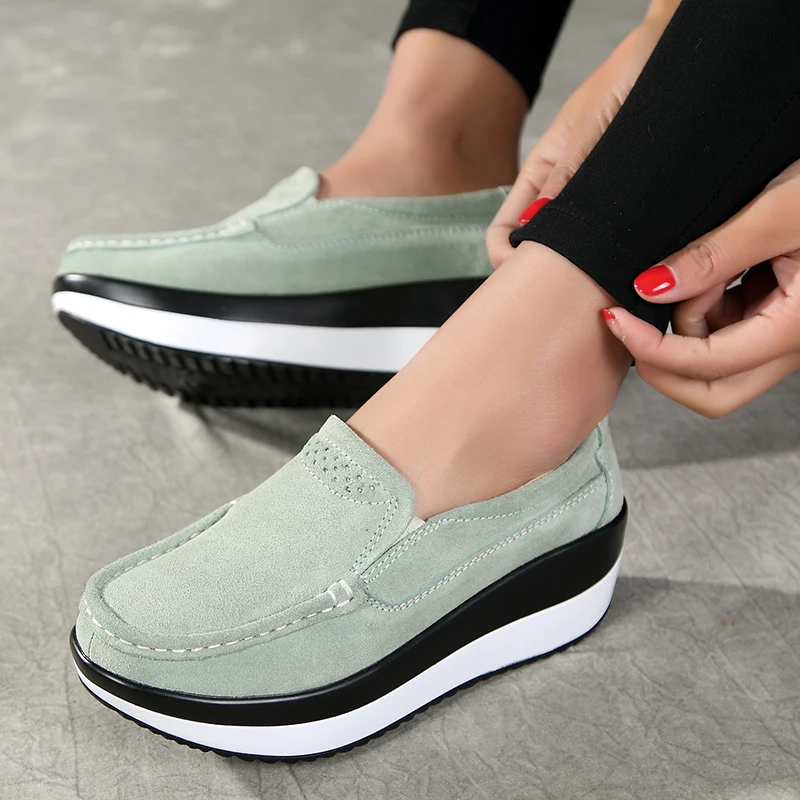 Женские кроссовки на платформе BeckyWalk повседневные Замшевые слипоны из
