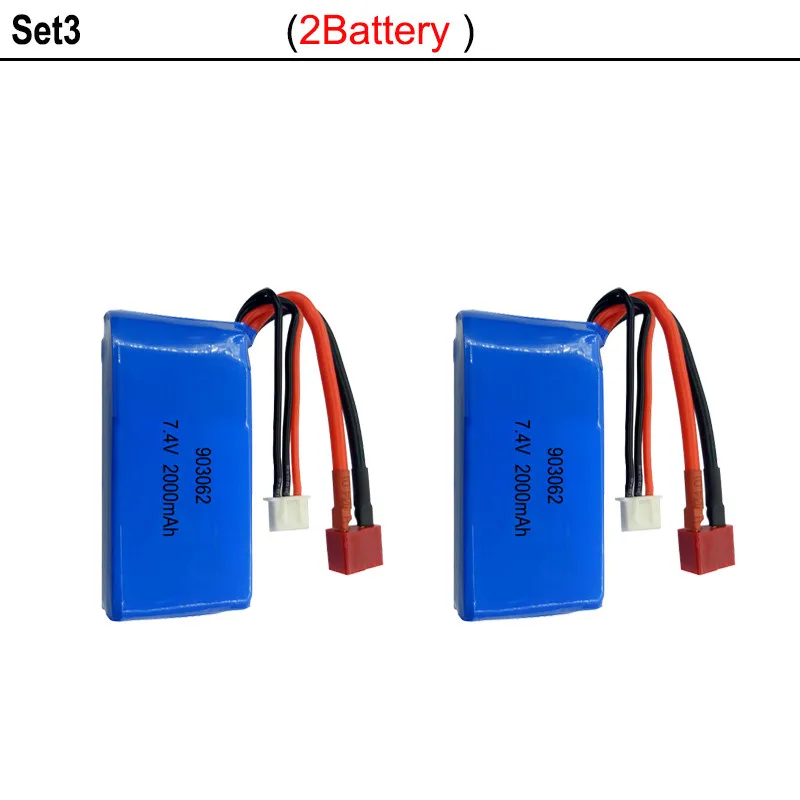 Set3 Высокое качество 7,4 в 2000 мАч 2S Lipo Батарея для WLtoys A959-B A969-B A979-B K929-B RC пустыни для грузовых автомобилей, обновление Запчасти Батарея - Цвет: Set3