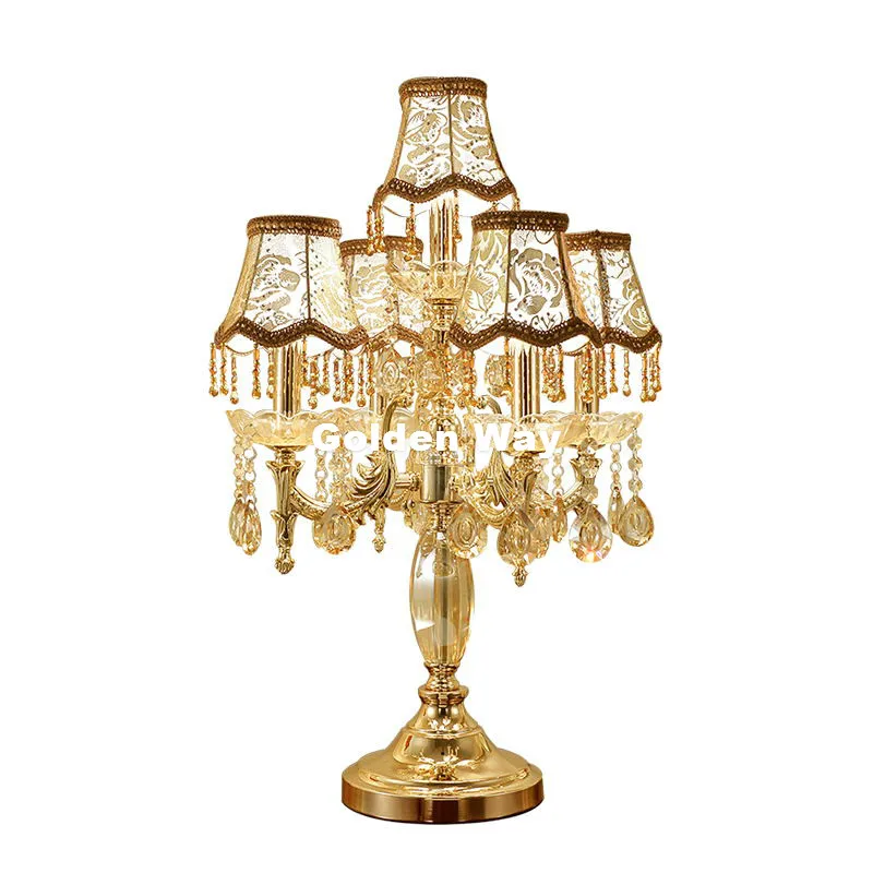 Европейская Хрустальная настольная лампа для спальни роскошная современная