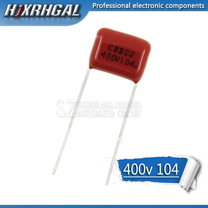 

10 шт. 400V104J шаг 10 мм 0,1 мкФ 100NF 400V 104 CBB полипропиленовый пленочный конденсатор hjxrhgal