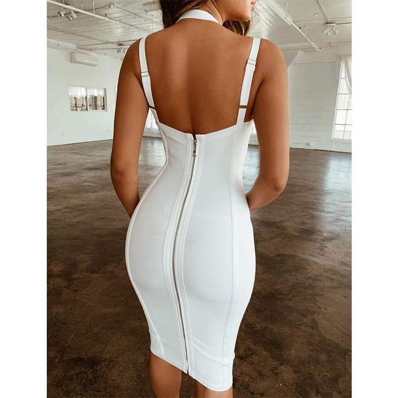 KLEEZY 2019 Сексуальная рукавов глубоким v образным вырезом миди платья Solid Tank по