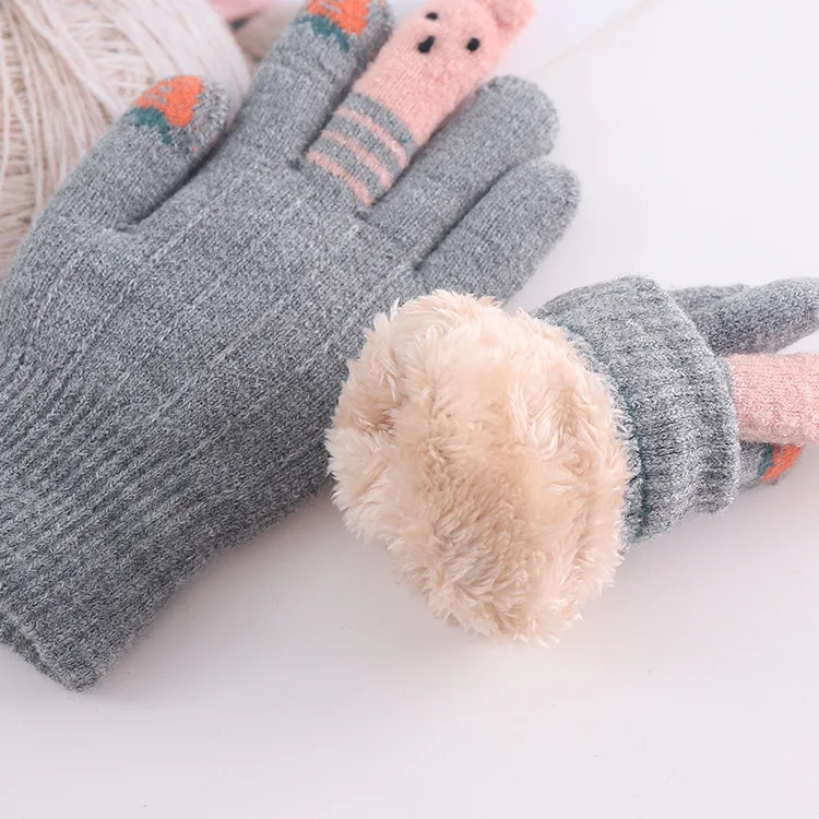 Высокое качество зимние детские пальцы теплые вязаные перчатки для девочек