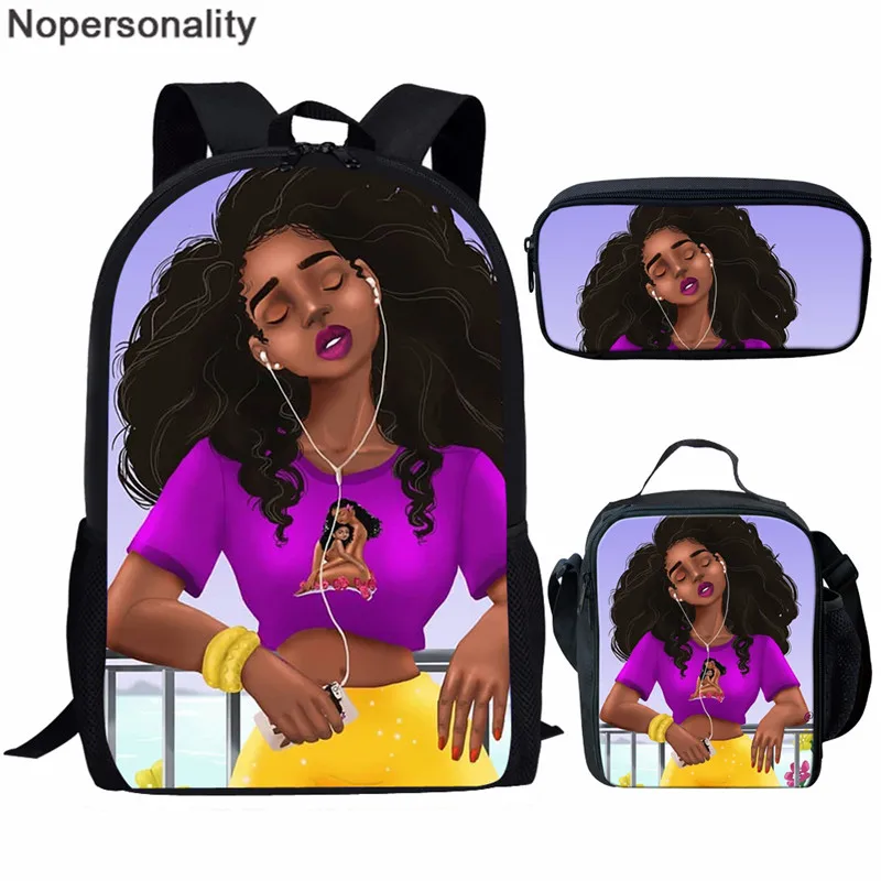 

Школьный рюкзак Nopersonality на заказ, модные детские школьные ранцы с принтом для африканских девушек, женский рюкзак в американском стиле афро