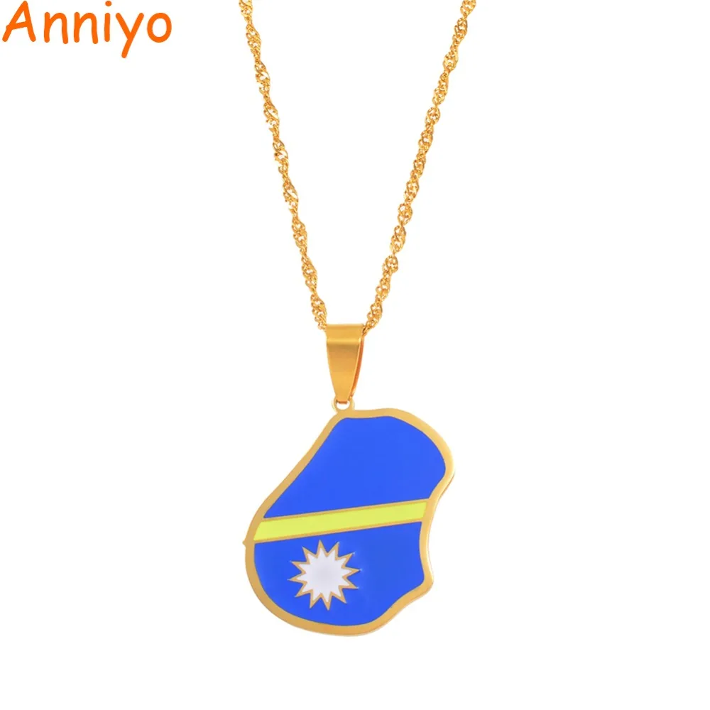 Anniyo Науру карта &amp кулон в форме флага ожерелья для женщин золотые шорты девочек