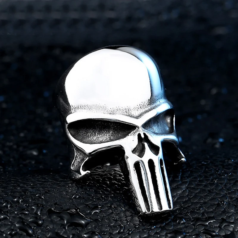 Панк готический Каратель Череп кольцо никогда не выцветает титановая сталь