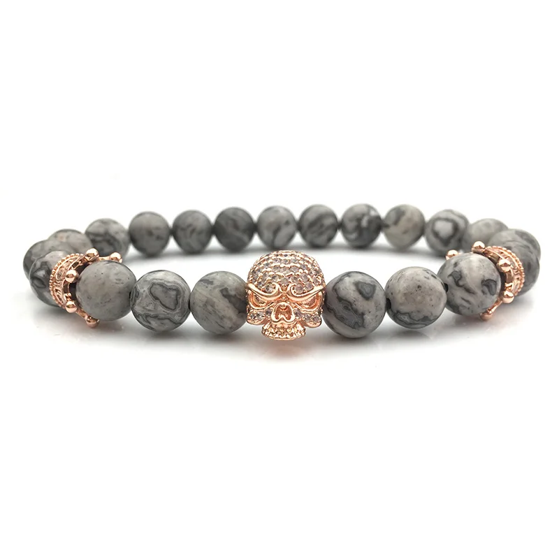 Браслет с черепом, мужские ювелирные браслеты для женщин, Pulseira Masculina, каменные браслеты, Feminina Bileklik Pulseras Mujer Femme Pulseiras - Окраска металла: bracelet men