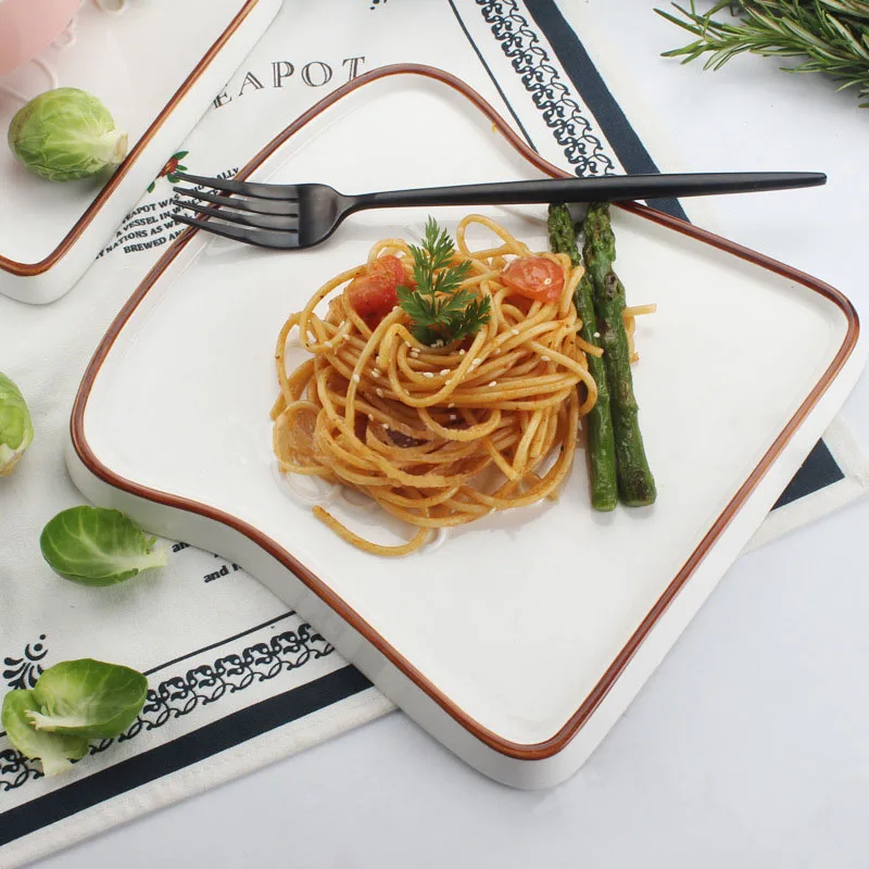 Керамическая тарелка для ужина фруктов фарфоровая форма тоста ассиетт плоский