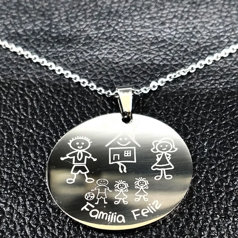 Семейное ожерелье из нержавеющей стали s для женщин серебряного цвета для папы, мамы и двух девочек, ожерелье для одного мальчика, ювелирное изделие, подарок joyeria N17954