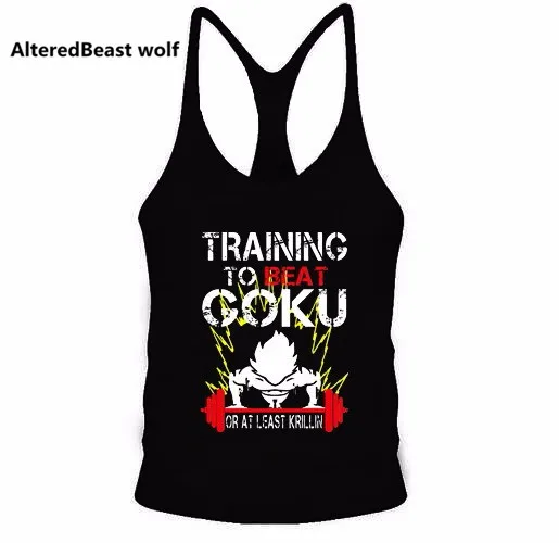 2021 мужские майки для бодибилдинга топы фитнеса с принтом Гоку хлопковые