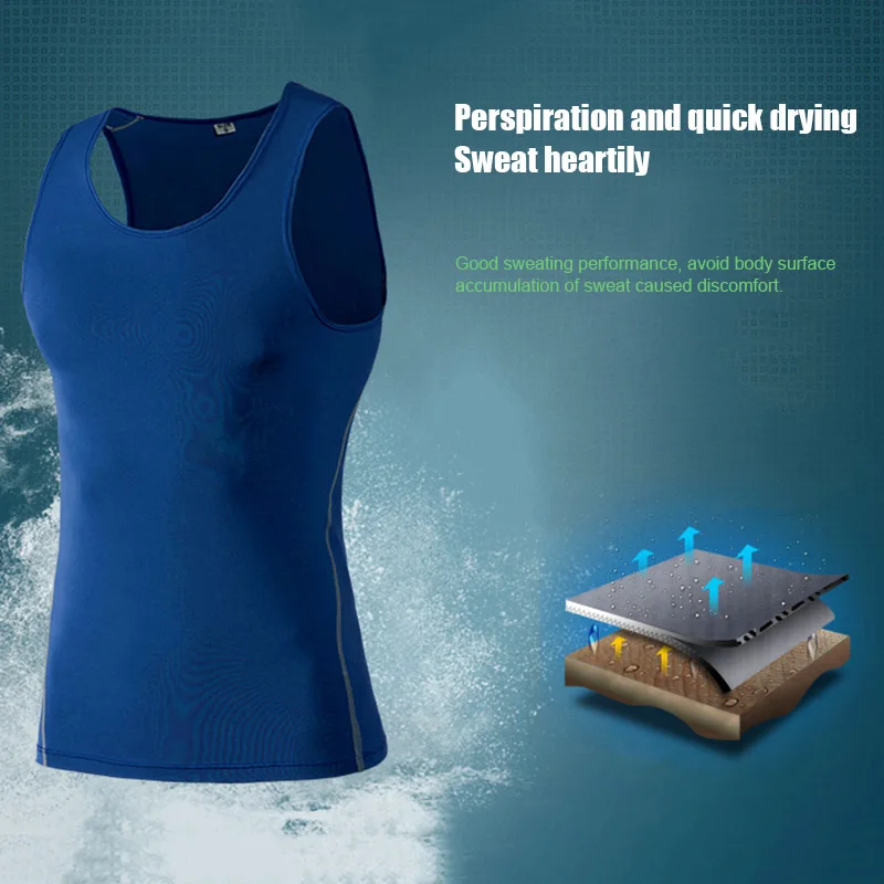 Мужская компрессионная Базовая жилетка без рукавов быстросохнущая спортивная