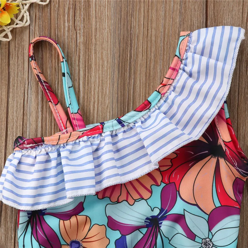 Одежда для купания маленьких девочек один предмет темно-синий цветочный принт с