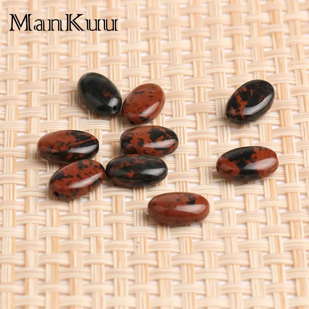 ManKuu 8*12mm Oval/Barrel Red Pine Stone Beads Black&ampRed Natural For Jewelry Making 20pcs/Lot Wholesale Bead | Украшения и