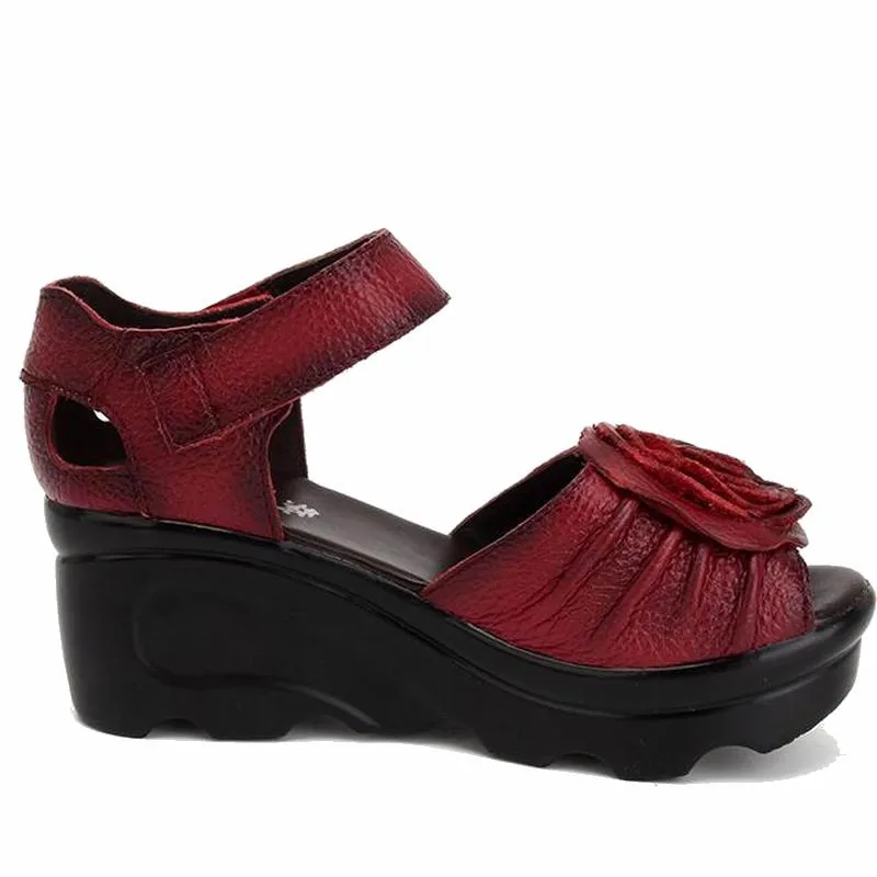 HOVINGE Genuine Leather Women Shoes Sandals Wedges Handmade Platform Sandal | Обувь