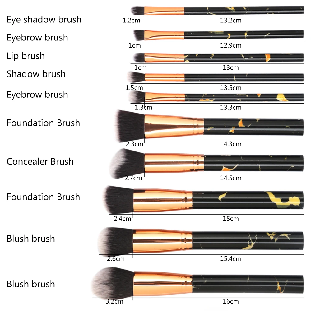 10PCS Makeup Brushes Set Marble Pattern Powder Blush Eyeshadow Cosmetic Tool Kit | Красота и здоровье