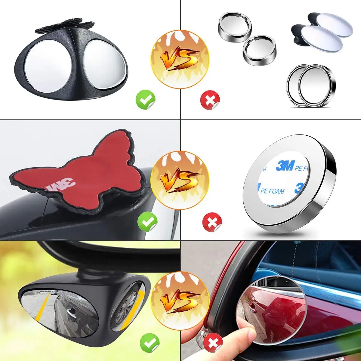 1 шт. поворотное на 360 градусов 2 боковых автомобиля слепое пятно выпуклое зеркало