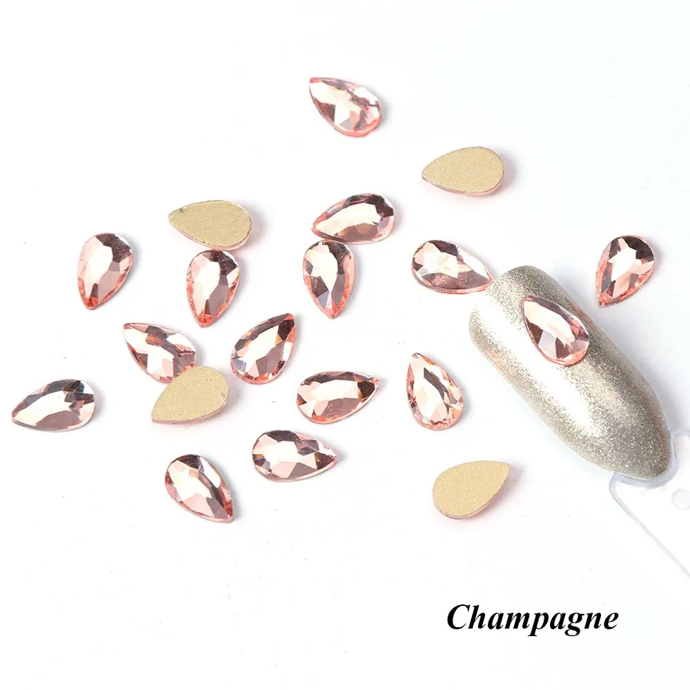 Champagne 10 шт амулеты для ногтей хрустальные AB Стразы водяная капля плоские-назад дизайн ногтей ювелирные изделия Стразы для ногтевого дизайна маникюр украшения для ногтей SAA41 - Цвет: Champagne