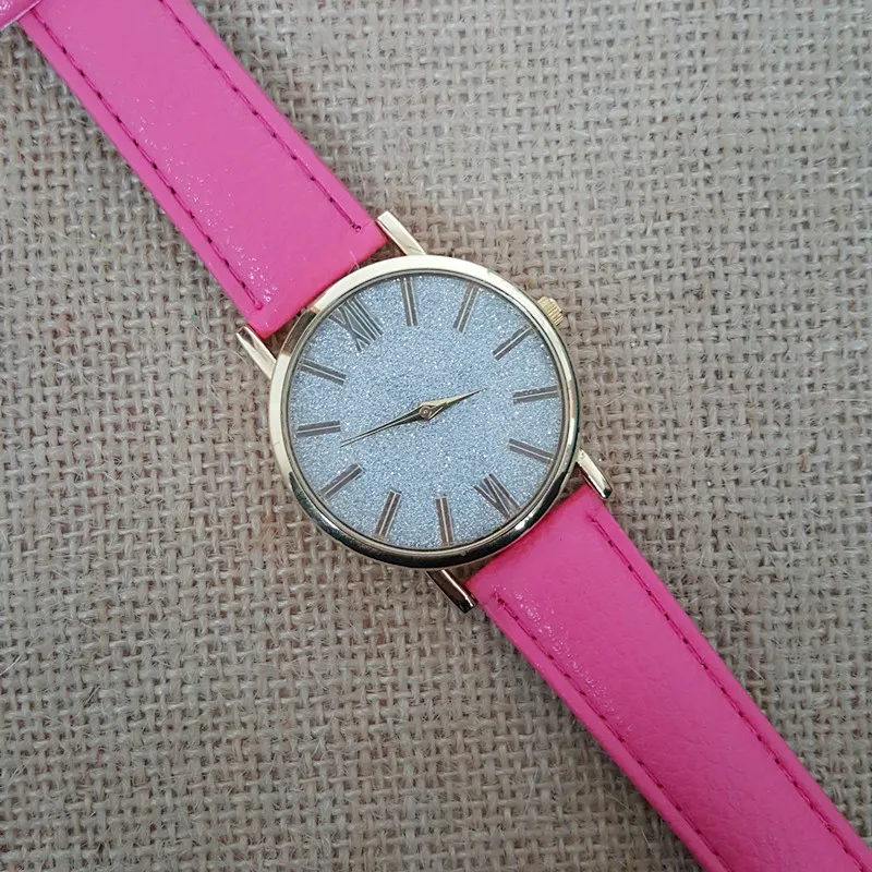2017 New Arrival Fashion Blooming Glitter Watch Colorful Flashlight Power Pink Leather Strap Woman Wristwatch | Наручные часы