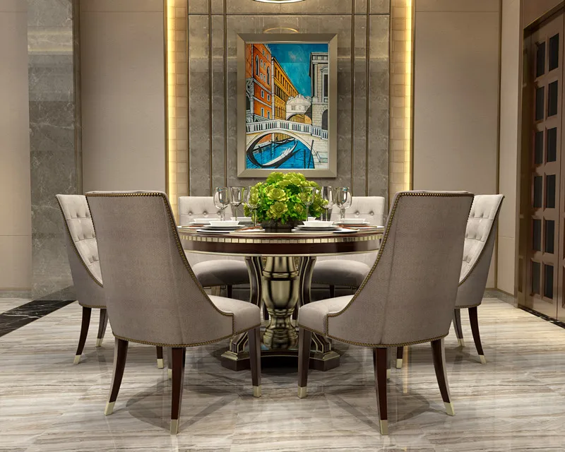 Роскошный круглый обеденный стол из цельного дерева|Обеденные столы| |