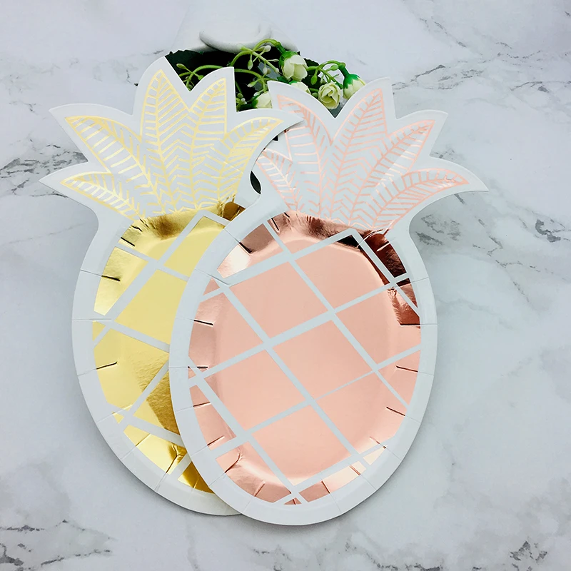 Бесплатная доставка 80 шт. Золотая и розовая бумажная тарелка Luau вечерние