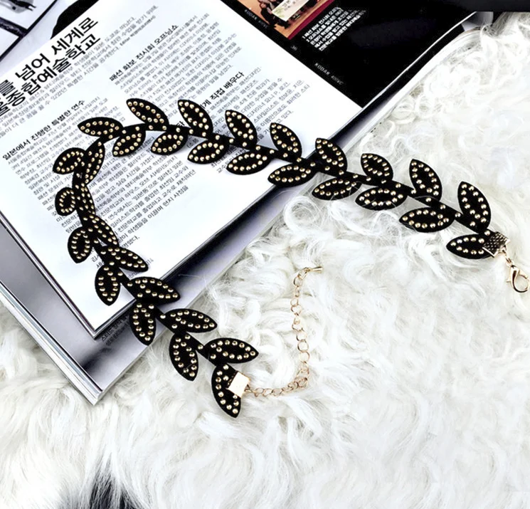 Шикарный панк рок готические унисекс Для женщин мужчин листьев ключицы цепи