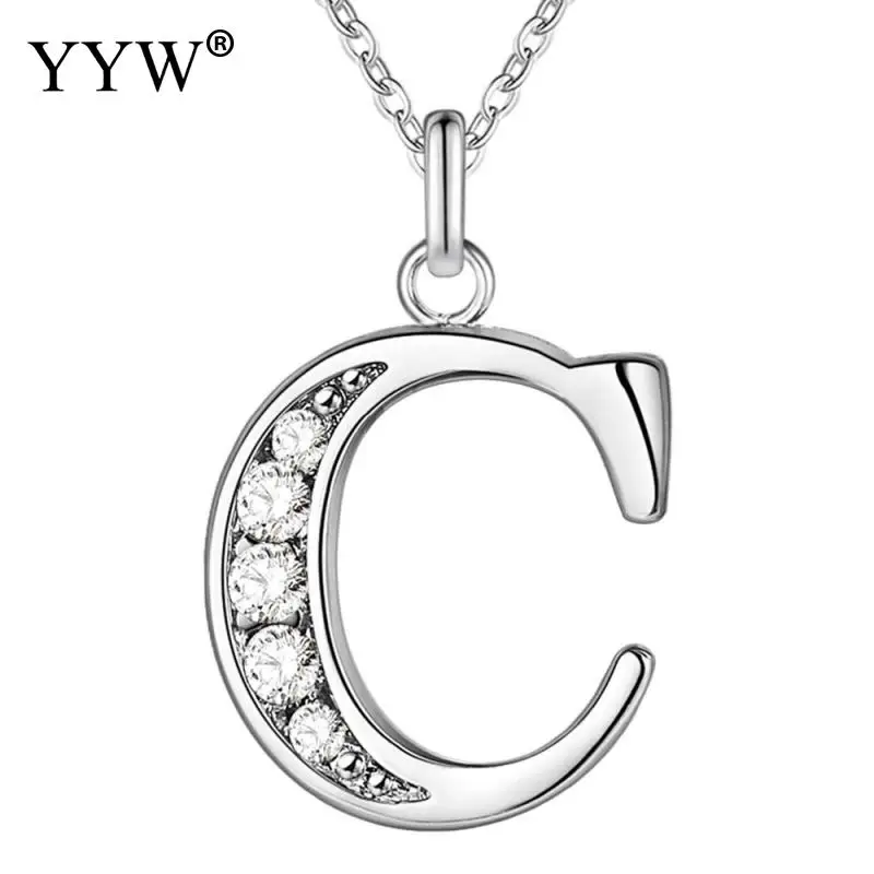 Модное ожерелье с подвесками в виде букв Alfabet серебряного цвета со стразами для
