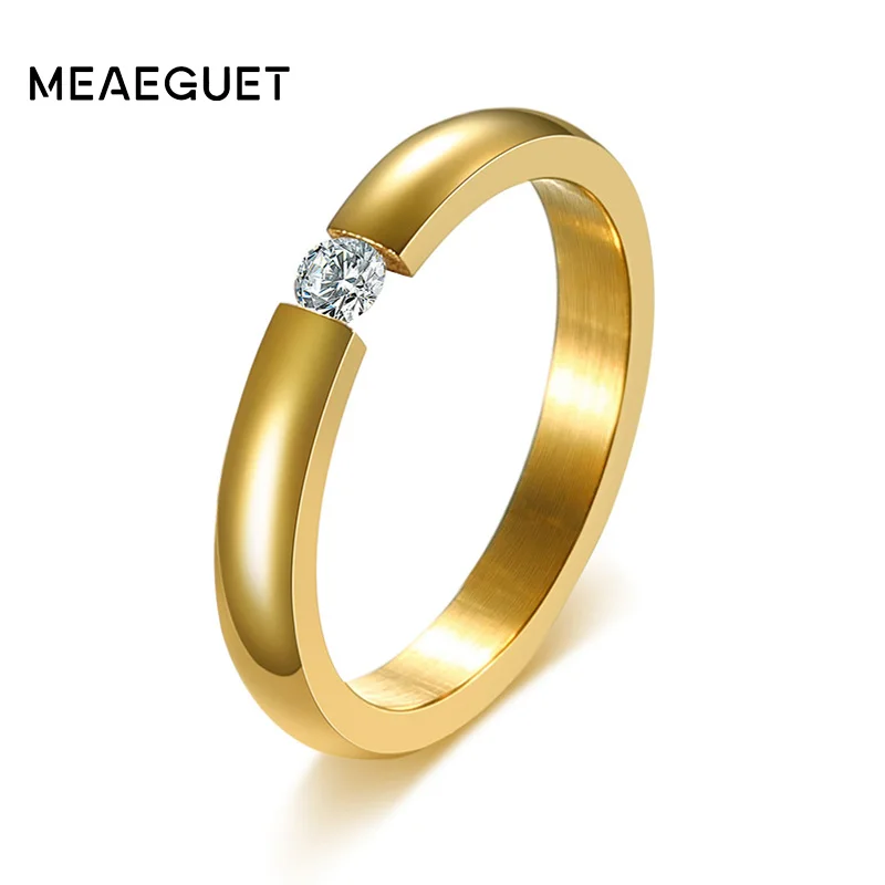 Женские свадебные кольца Meaeguet с фианитом из нержавеющей стали для женщин и