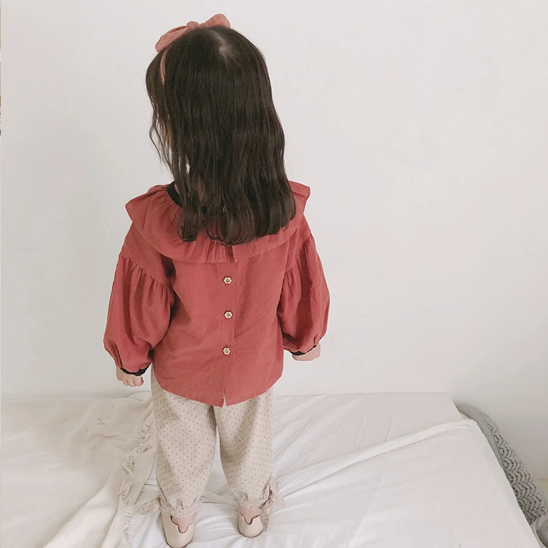 Милые детские рубашки с длинными рукавами Новые весенние блузки отложным