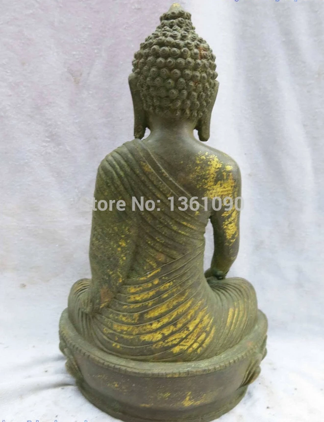 xd 00594 9' China bronze gild carved Buddhism apothecary Medicine Buddha Sculpture Statue |