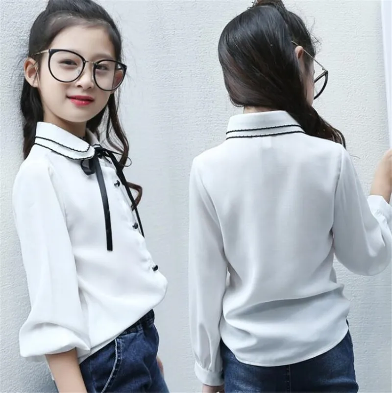 Осень 2017 детская одежда для девочек рубашка с длинным рукавом и бантом принцессы