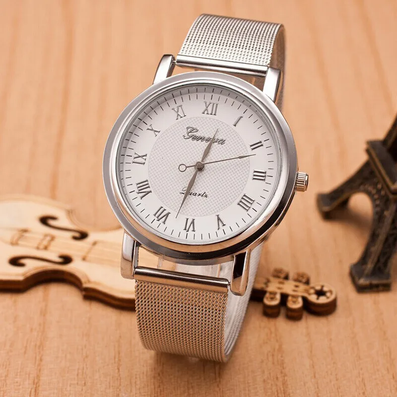 Женские наручные часы с кристаллами модные классические Серебристые со стразами